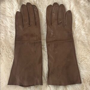 Elegant Brown Vintage Kid Leather Gloves